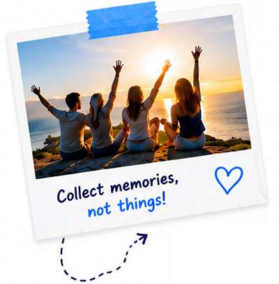 Friends collecting travel memories
